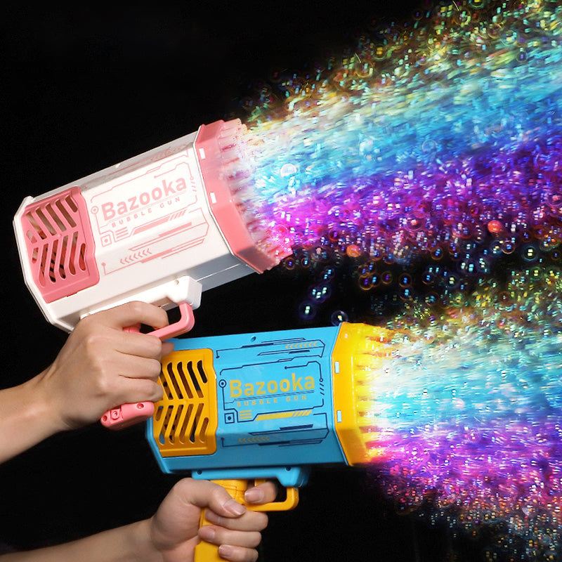 Bubble Gun Rocket 69 Holes Soap, Automatic Blower With Light Toys For Kids