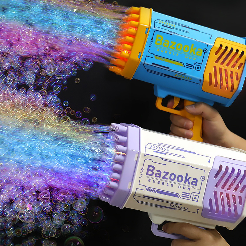 Bubble Gun Rocket 69 Holes Soap, Automatic Blower With Light Toys For Kids